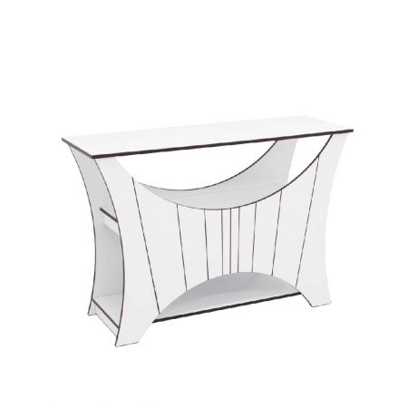 Все четыре стороны обработаны на ЧПУ. Не делайте всю конструкцию консольного стола слишком жёсткой. Боковые стороны среднего и нижнего ярусов декорированы открытыми пространствами для удобного размещения предметов. Другие похожие модели консольных столов. Свяжитесь с нами.